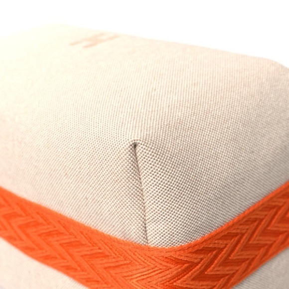 New HERMES Canvas Large Bride-A-Brac Pouch Case Natural Orange - Picture 9 of 11